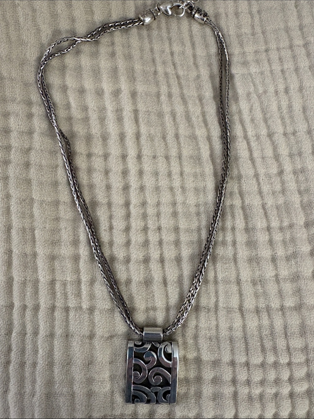 Brighton Silver-Tone Swirl Pendant Multi-Strand Necklace